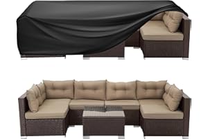 WLEAFJ Patio Furniture Covers Rectangle, Outdoor Table Covers Waterproof, Heavy Duty Outdoor Furniture Cover, Patio Sectional Set Cover 90" L x 64" W x 28" H, Black