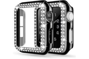adepoy Compatible for Apple Watch Case 44mm Series 6/5/4 SE Bling Rhinestone Apple Watch Protective Case Bumper Frame Case Cover for iWatch Series 44mm Black