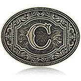 Fibbadet Belt Buckles Men Initial Letters A-Z Western Rodeo Cowboy Cowgirl Belt Buckle for Men Boys Halloween Birthday Party