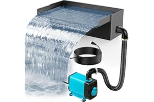 POPOSOAP Pond Waterfall Box with Pump Kit, 11.8inch 304 Stainless Steel Pond Waterfall Spillway with 40W 660GPH Pump for Ponds, All-in-l Pond Spillway for Garden Waterfall Water Feature-P43X