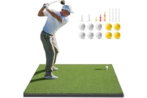 Golfguru Golf Mat, 5x4ft & 5x5ft Golf Hitting Mats Practice with 10 Golf Balls, 9 Golf Tees, Golf Hitting Training Aids for Backyard Driving Chipping Indoor Outdoor Training