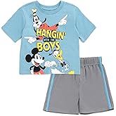 Disney Mickey Mouse Little Boys T-Shirt and Mesh Shorts Outfit Set Blue/Gray 6