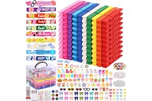 Cheer Pins Spirit Clips,100 Colored Clothes Wooden Pins, 112 Mini Resin Charms Bows Sticker, 300 Beads Pompoms Cheer Clothesp