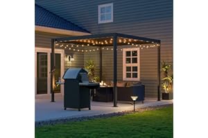 Gardesol 10'X10' Louvered Pergola with Adjustable Roof Rainproof Hardtop Gazebo for Outdoor Deck Patio Garden Backyard (Matte Black)