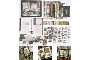 JOJIJOY Vintage Botanical Aesthetic Scrapbook Kit, Scrapbooking Supplies Kit for Bullet Junk Journal, Stationery, A6 Grid Notebook, DIY Journalling Kit, Birthday Craft Gift for Teen Girl Kid Women