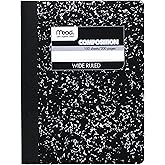 Mead Composition Notebook, Wide Ruled Paper, 7.5" x 9.75", 100 Sheets, Black Marble (09910)