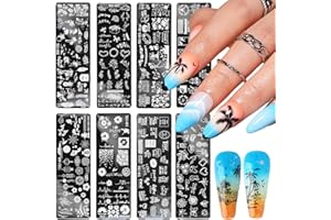 STZPRONAIL Coconut Nails Art Stamping Plate 8 Sheets Geometrical Flower Drawing Templates Leaves Stamp Summer Spring Nail Mold Manicure Design Nails Printing for Stencils Tools
