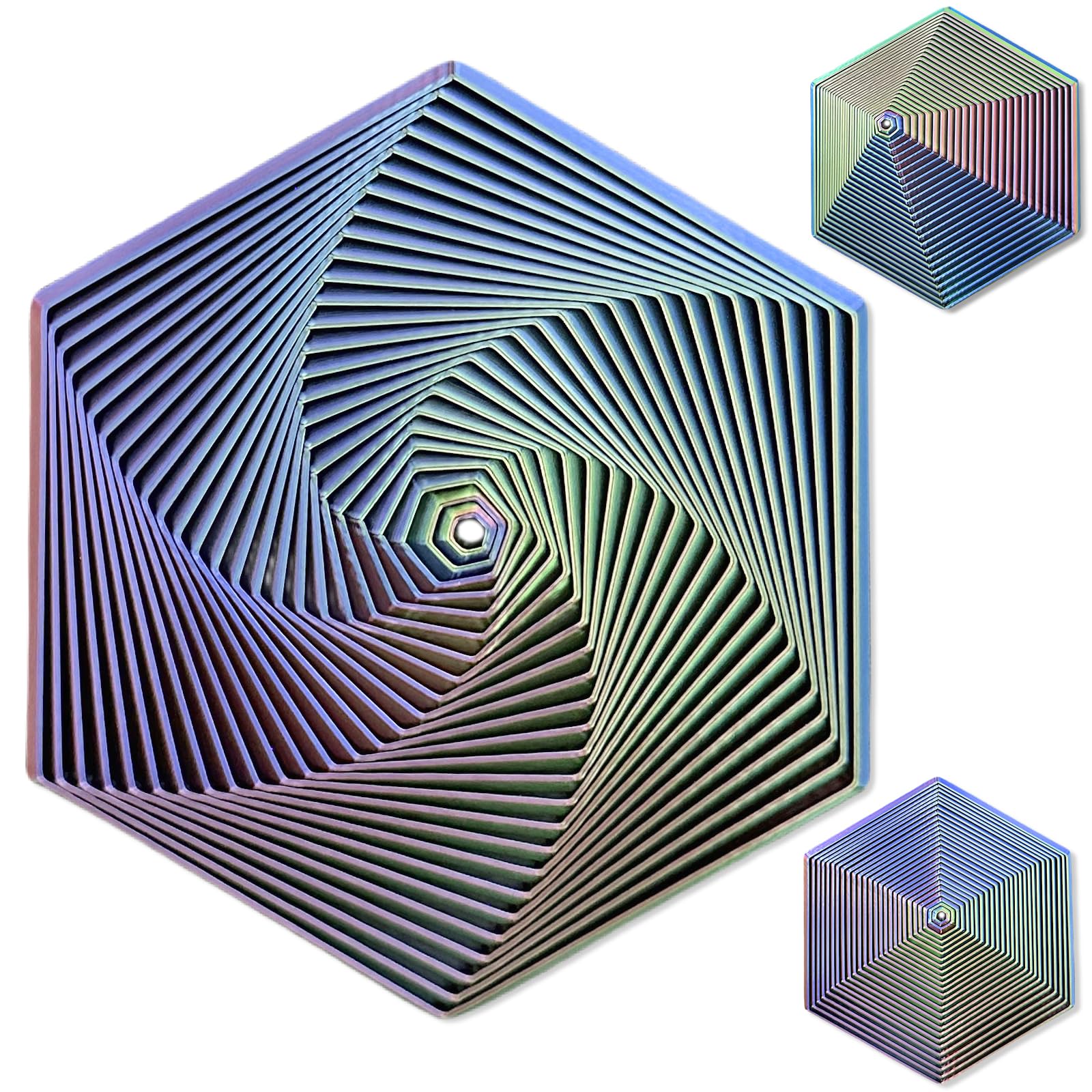 Echehi Gradient Fractal Fidget Hexagons for Kids Adults, 3D Spiral Visual Design Relieve Anxiety, Release Rtress Toys. Gradient Purple