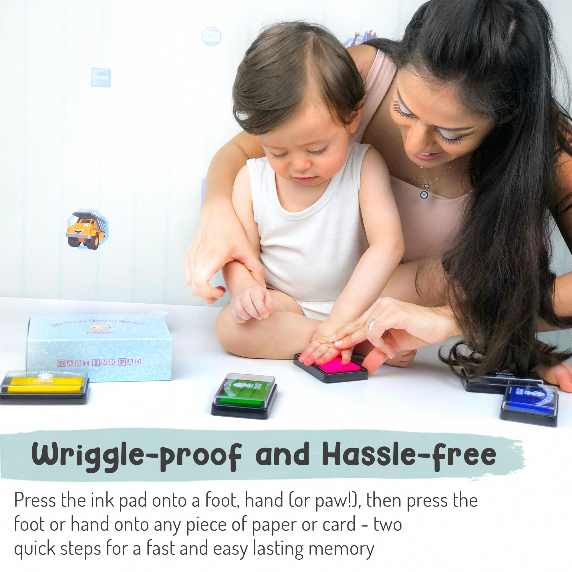 Baby Hand and Footprint Kit by Forever Fun Times | Get Hundreds of Detailed Prints with One Baby Safe Ink Pad | Easy to Clean, and Works with Any Paper or Card | Clean and Safe (Big Black)