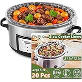 Slow Cooker Liners 3-8 Quarts Disposable Crock Pot Liners 13"x21" Mess-Free Cooking & BPA Free Cooking Bags Suitable for Oval & Round Pots High-Temperature Resistant Liners(20 Liners)