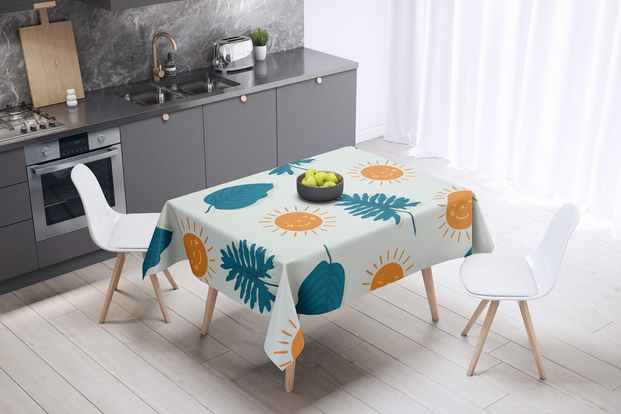 Bonamaison Kitchen Decoration, Tablecloth, 140cm x 140cm - Designed and Manufactured in Turkey