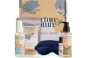 NURTURE BY NATURE BOTANICALS Nurture by Nature Relaxing Spa Gifts for Women - New Mom Gifts Care Package for Women with Deep Sleep Pillow Spray & Bath Salts, Vegan & Cruelty Free New Mommy Essentials - Baby Shower Gift Baskets