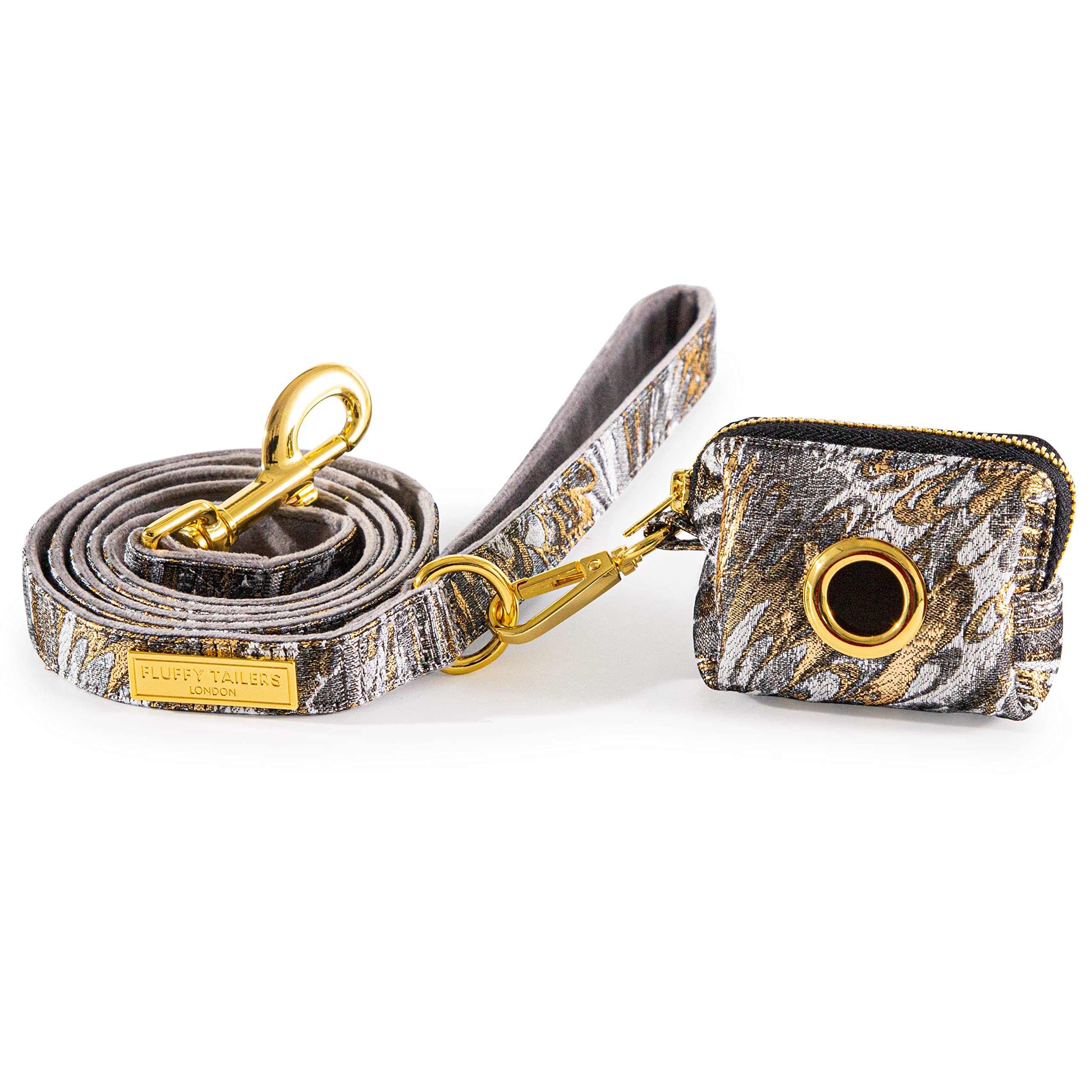 Fluffy Tailers Luxury Occasion Dog Lead & Poo Bag Holder - Suitable For Puppy and Dogs - Lead Length 152 cm