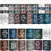 Skyygemm 96 Pcs Christian Gift Bags Bulk Religious Bible Verse Treat Bags with Handles Inspirational Scripture Church Gifts for Women Men Christian Valentine's Day Easter Church Party Favors