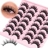 Losha Lashes Fluffy False Eyelashes 5D Volume Eye Lashes 14 Pairs Vegan Fake Eyelashes Soft Faux Mink Lashes Pack (Thrives On
