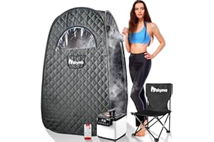 Handnam Portable Steam Sauna, Personal Sauna for Home Spa, Sauna Tent Sauna Box with Steamer 2.6L 1000W Steam Generator, 60 Minute Timer with Remote Control, Folding Chair, 15 Levels (Grey)