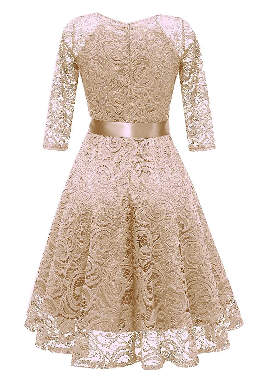 RAISEVERN Abito Donna Eleganti da Cerimonia Lunghi Manica a 1/2 Vestito Lungo Donna Estivo Abito da Sera L