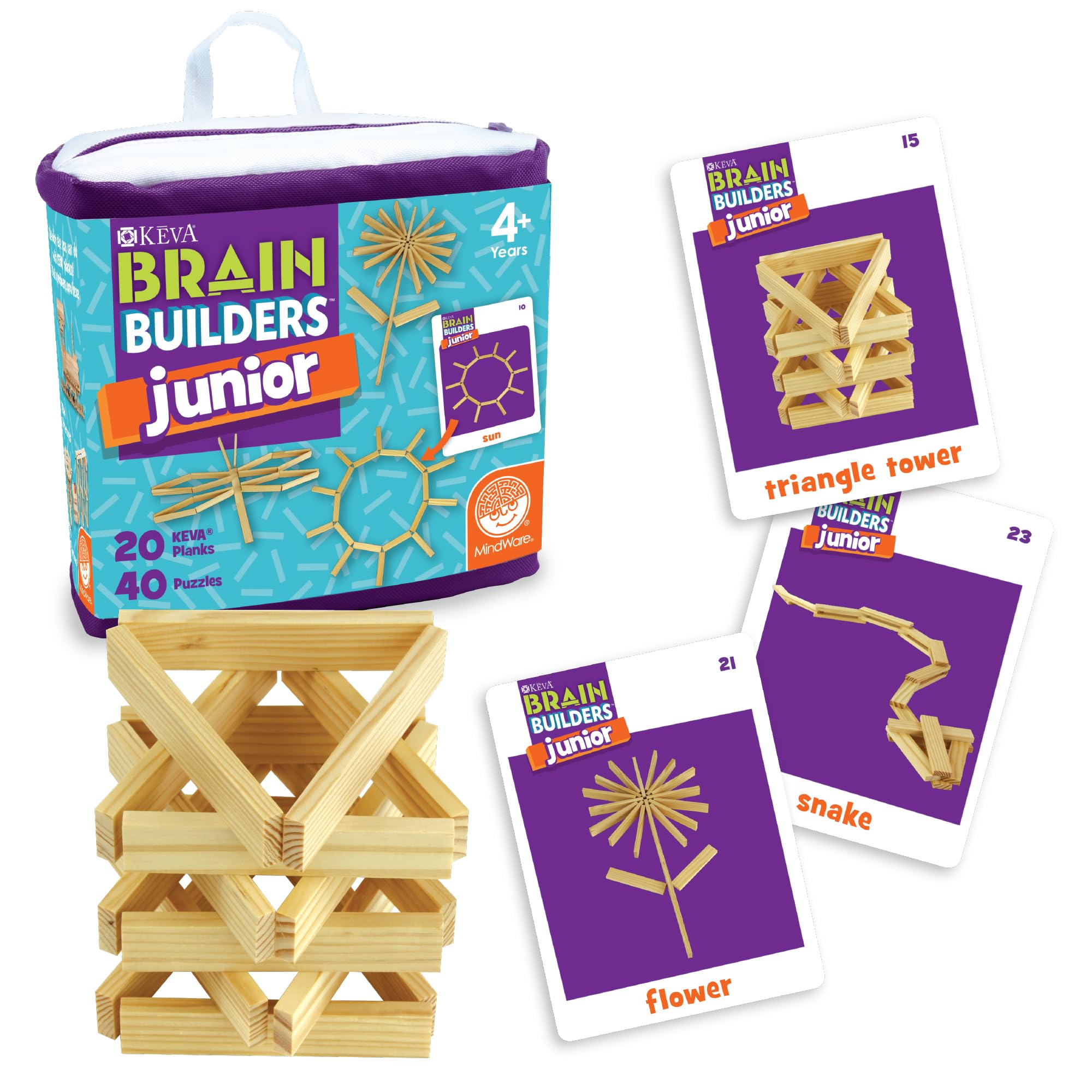 Mindware | KEVA: Brain Builders Junior | Children's Brainteaser | Ages 4+ | 1+ Players