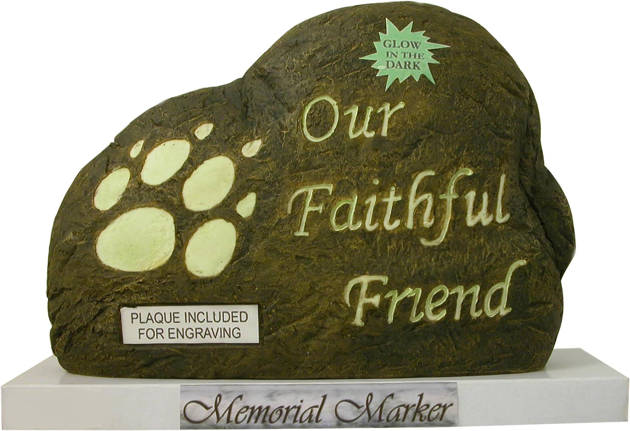 Our Faithful Friend Dog Memorial Stone Marker with Engraveable Plaque