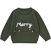Toddler Girl/Boy Christmas Sweater Merry Hand Embroidered Sweater Knitted Pullover Winter
