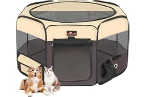 Aivituvin Portable Pet Playpen, Foldable Dog Tent Crate Cage for Puppies and Cats, Exercise Pop Up Dog Kennel with Carrying C