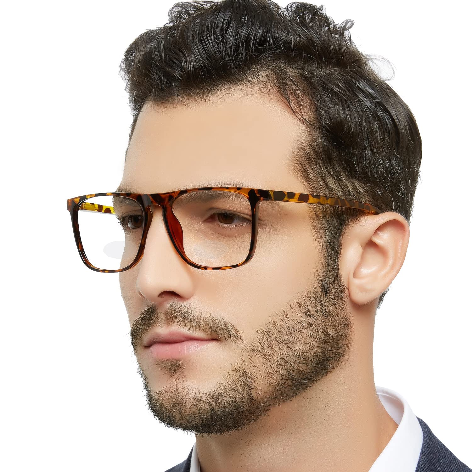 OCCI CHIARI Oversized Bifocal Reading Glasses 1.5 for Men Stylish Men's Bi-focal Readers Spring Hinge (Yellow Tortoiseshell, 150)