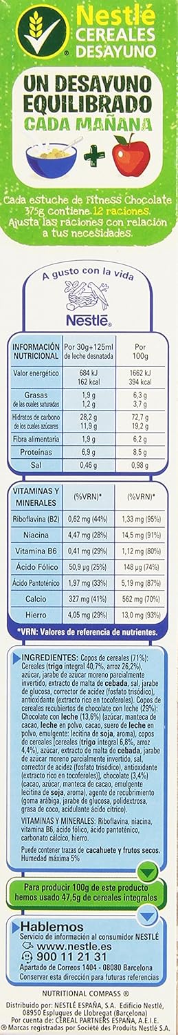 Cereales NESTLÉ Fitness con chocolate con leche - Copos de trigo ...