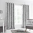 Catherine Lansfield Crushed Velvet 66x90 Inch Lined Eyelet Curtains Two Panels Silver Grey