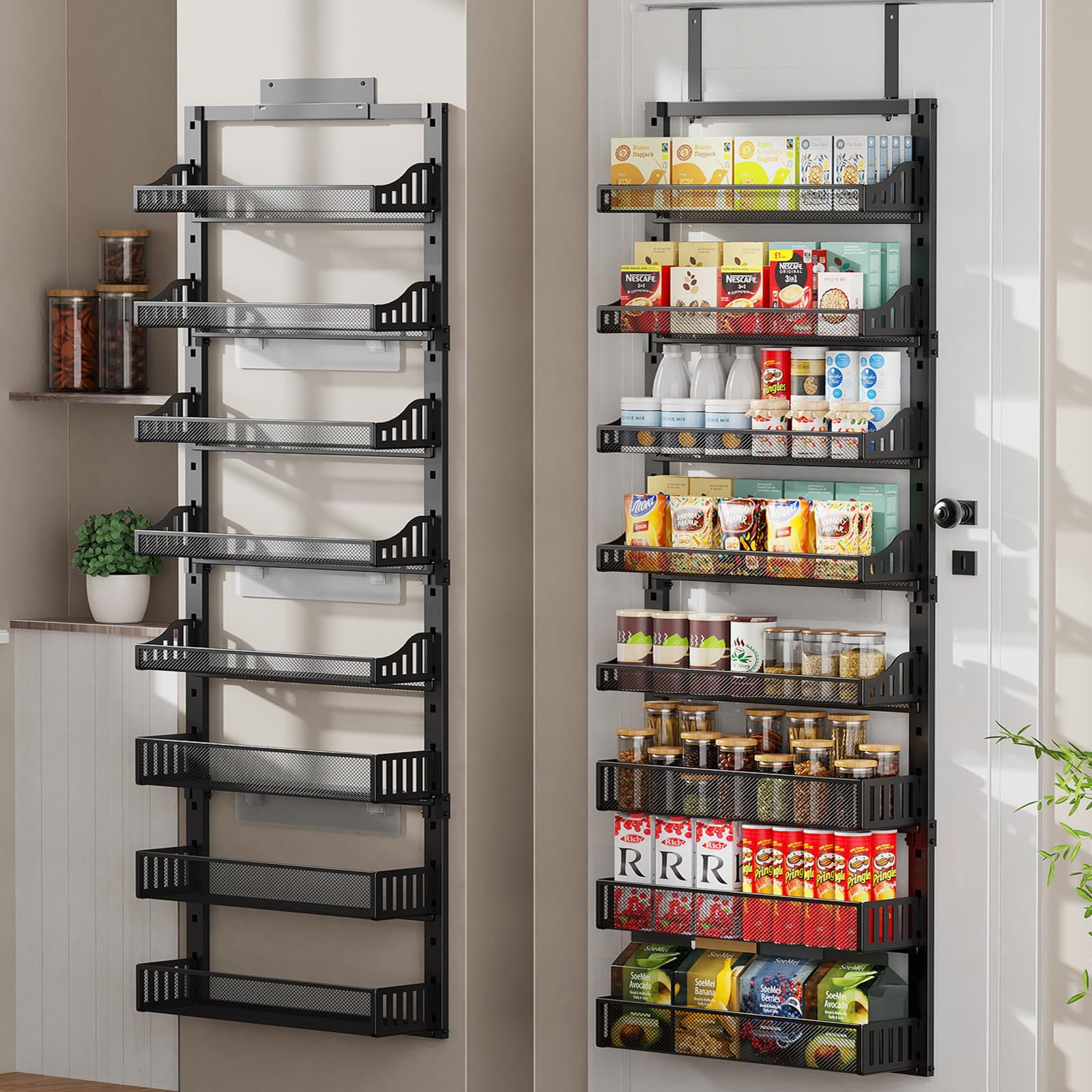 Metal Racking Pantry POKIPO 8-Tier Over the Door Pantry Organizer, Large Metal Door Spice ...