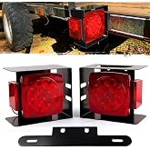 Submersible Square Led Trailer Lights Red Stop Turn Tail License Brake Lamp | 12v Trailer Lights w/Steel Mounting Boxes and License Plate Bracket Guard Cover for Under 80" Trailer Boat Truck IP68