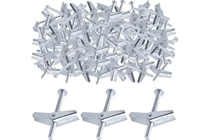 Glarks 60Pcs 1/4'' Zinc Plated Steel Round Head Toggle Bolt and Wing Nut for Hanging Heavy Items on Drywall (1/4'')