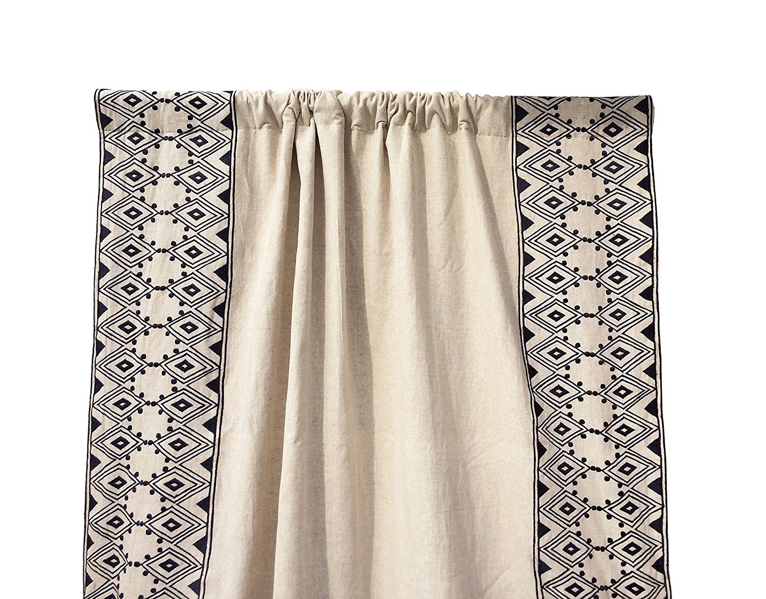 Amore Beaute Moroccan Embroidery Linen Curtains Oatmeal Curtains