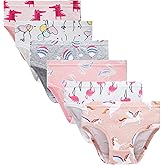 Slenily Little Girls Flamingo Underwear Kids Breathable Comfort Horse Panties Children Soft Cotton Briefs Toddler Undies (Pack of 6) Size 8