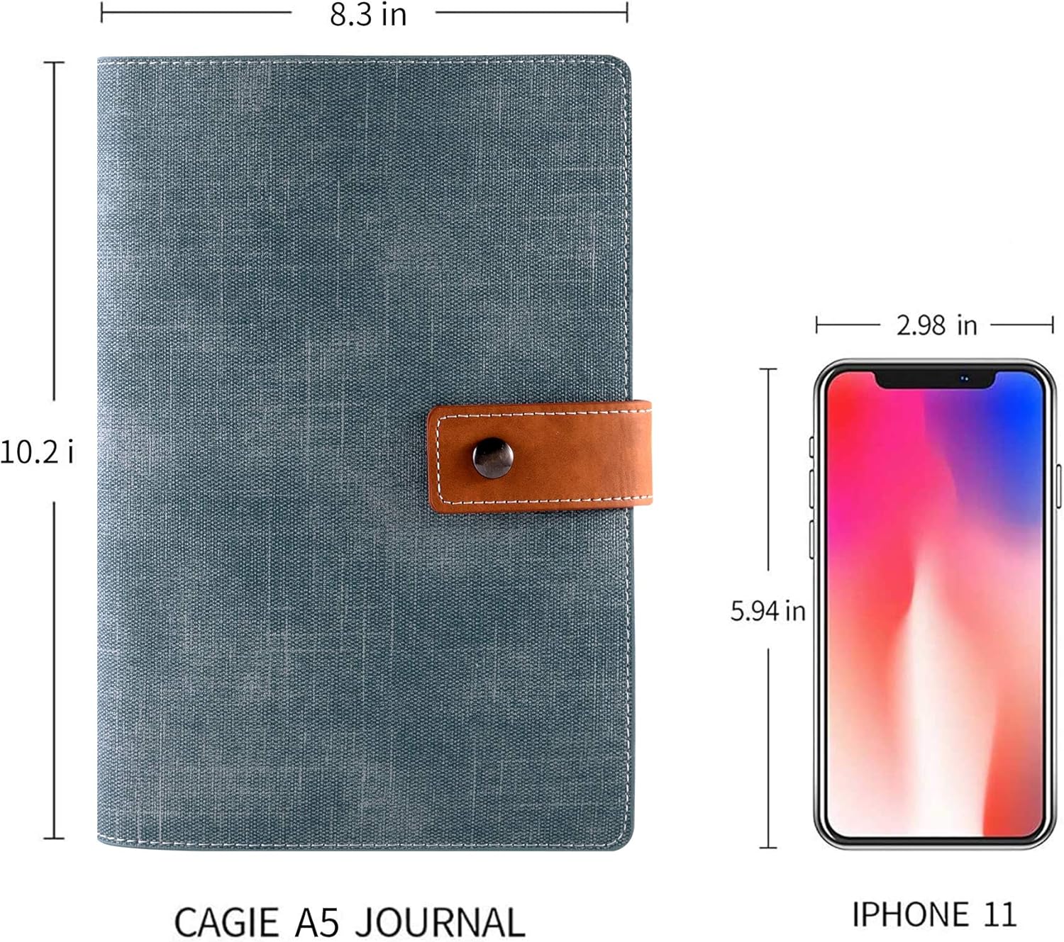 CAGIE A5 Refillable Faux Leather Traveler Notebook Binder Journals 6 Ring Binder Personal Organizer Travel Diary for Women Men Lined Grid Blank Paper with Calendar : Office Products