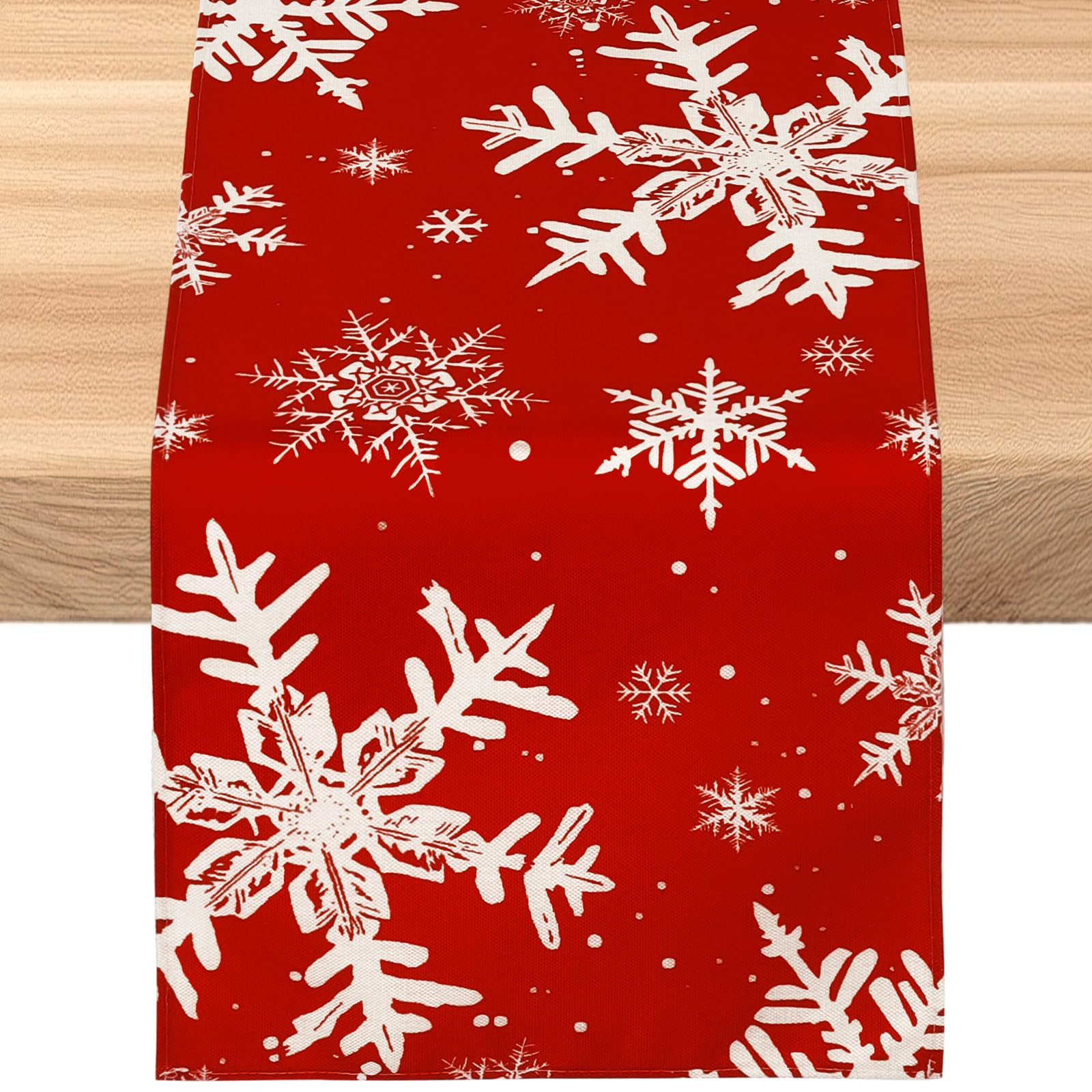 SOMYTING Christmas Table Runner, 13 x 90 Inch Red Snowflakes Christmas Table Runner, Winter Holiday Kitchen Dining Table Decoration for Xmas Table Centrepiece Christmas Decorations