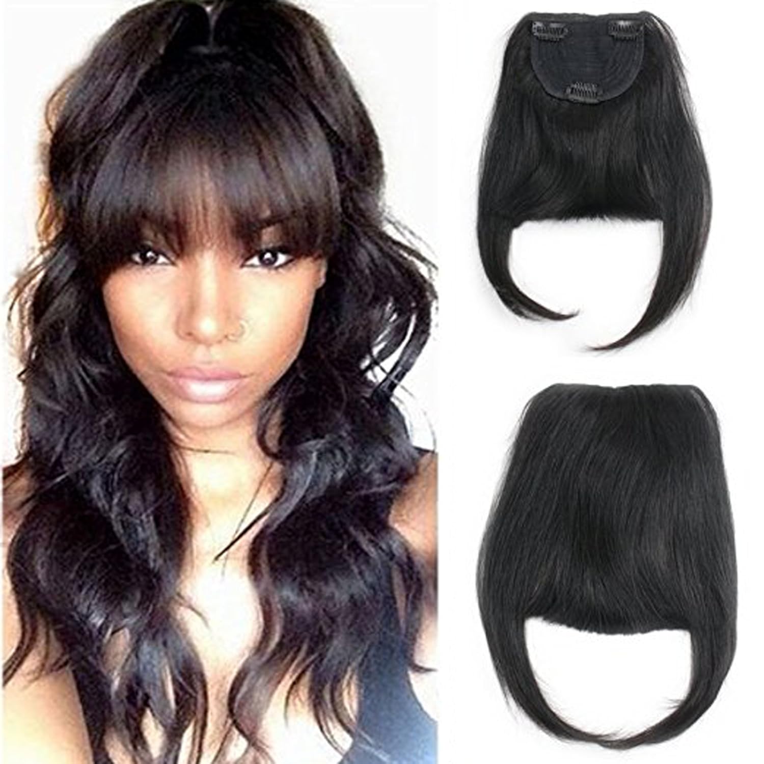Deewin Brazilian Human Hair Clipin Hair Bang Fringe Short