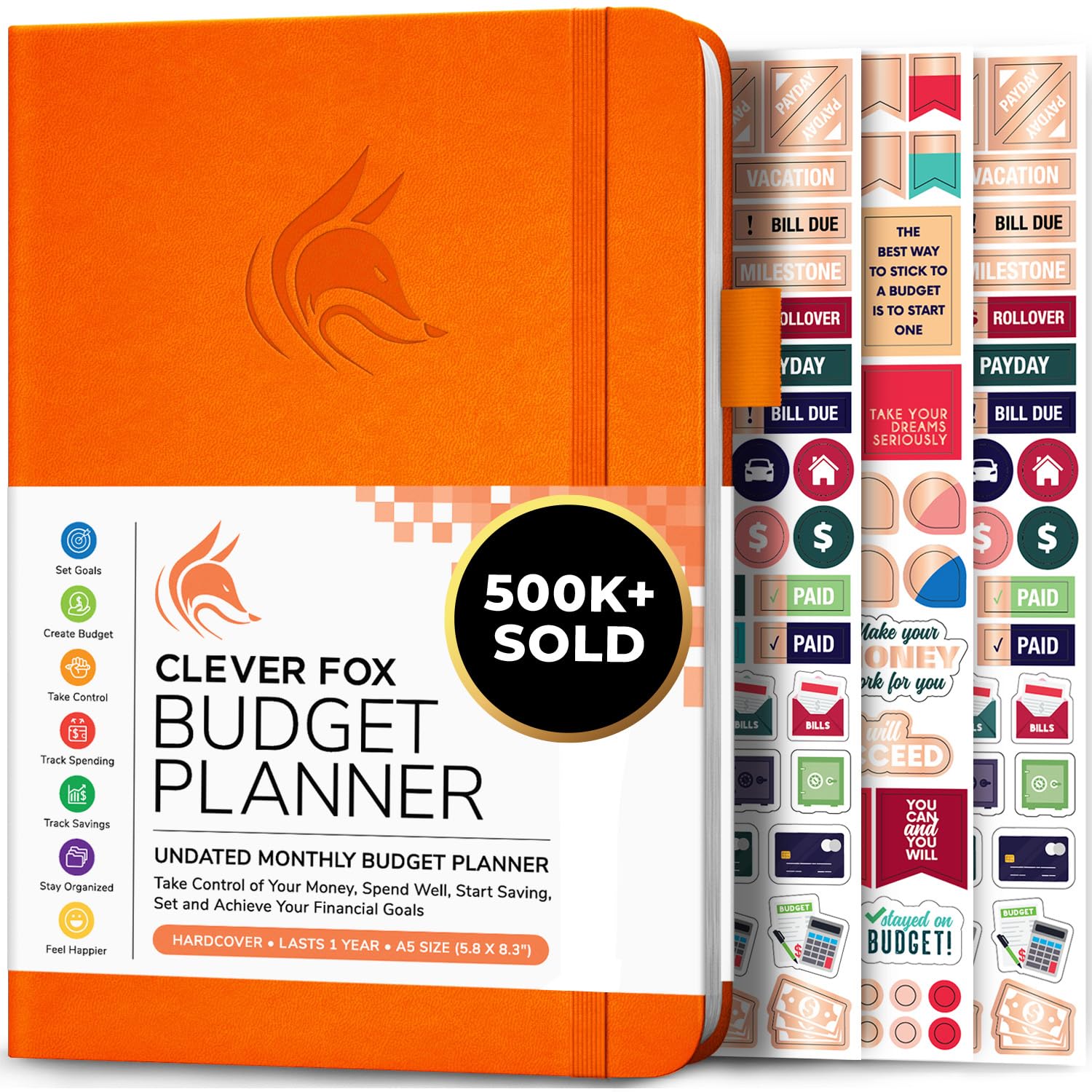 Photo 1 of ***MISSING STICKERS*** Clever Fox Budget Planner - Expense Tracker Notebook. Monthly Budgeting Organizer, Finance Logbook & Accounts Book, Bill Tracker, A5 (Orange)