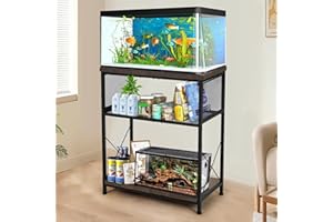 LALA IKAI Fish Tank Stand for 10-20 Gallon Aquariums Heavy Duty Adjustable Height Double Tier Steel Structure Sturdy Design R
