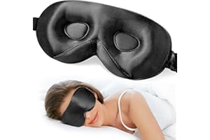 LitBear 100% 22 Momme Mulberry Silk Sleep Mask - 3D Contoured Eye Mask for Men Women, Soft Breathable Sleeping Mask with Adju