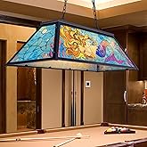 Wellmet Tiffany Pool Table lamp Hanging, Billiards Lamp for Game Room, 4-Lights Modern Chandeliers for Kitchen Island, Snooke