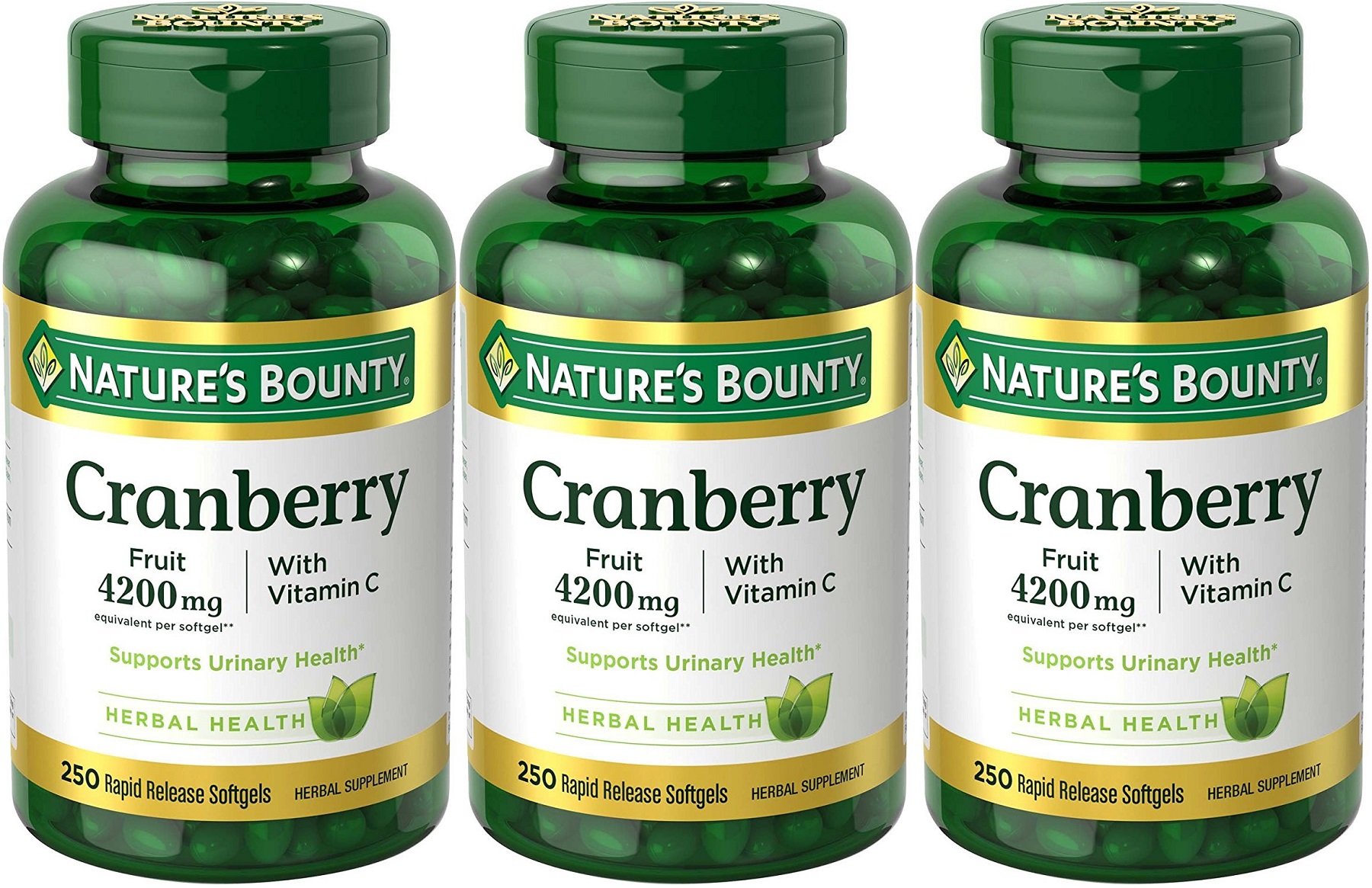 Nature's Bounty Cranberry Fruit 4200 Mg With Vitamin C, 250 Softgels