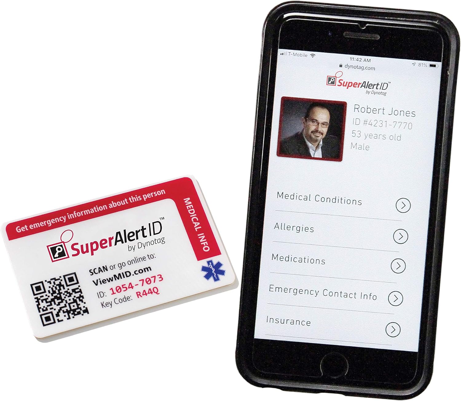 SuperAlert™ Smart Medical ID Card with Detailed Online Profile; Wallet Card with Lifetime Subscription