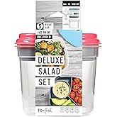 Fit & Fresh Pink Salad Container For Lunch, 4 Cup Adult Salad Lunch Box With Compartments & Ice Pack