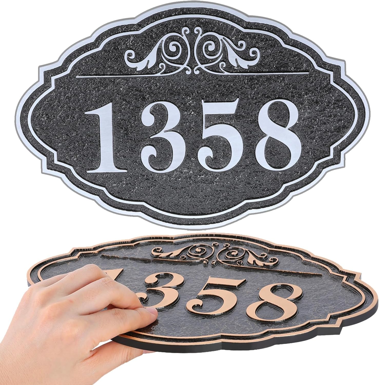 Plaques & Wall Art - Artmake Vintage Address Plaque - Personalized House Number Plaque Sign,Home Address Sign Plate for Outside House Door,Garage,Apartment,Drvie Way - 911 Visibility Signage- 12 x7.08 inch