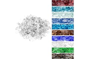 Onlyfire 10 lbs Fire Glass for Propane Fire Pit, 1/4-Inch High Luster Fireplace Glass Rocks for Fire Pit Table, Platinum