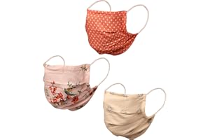 Touchstone Filter pocket nose bridge double layer cotton face mask Reusable Machine Washable for men, women. (Pack of 3). Orange Pink Grey