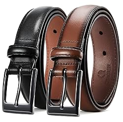 CHAOREN Mens Dress Belt 2 Pack - Genuine Leather