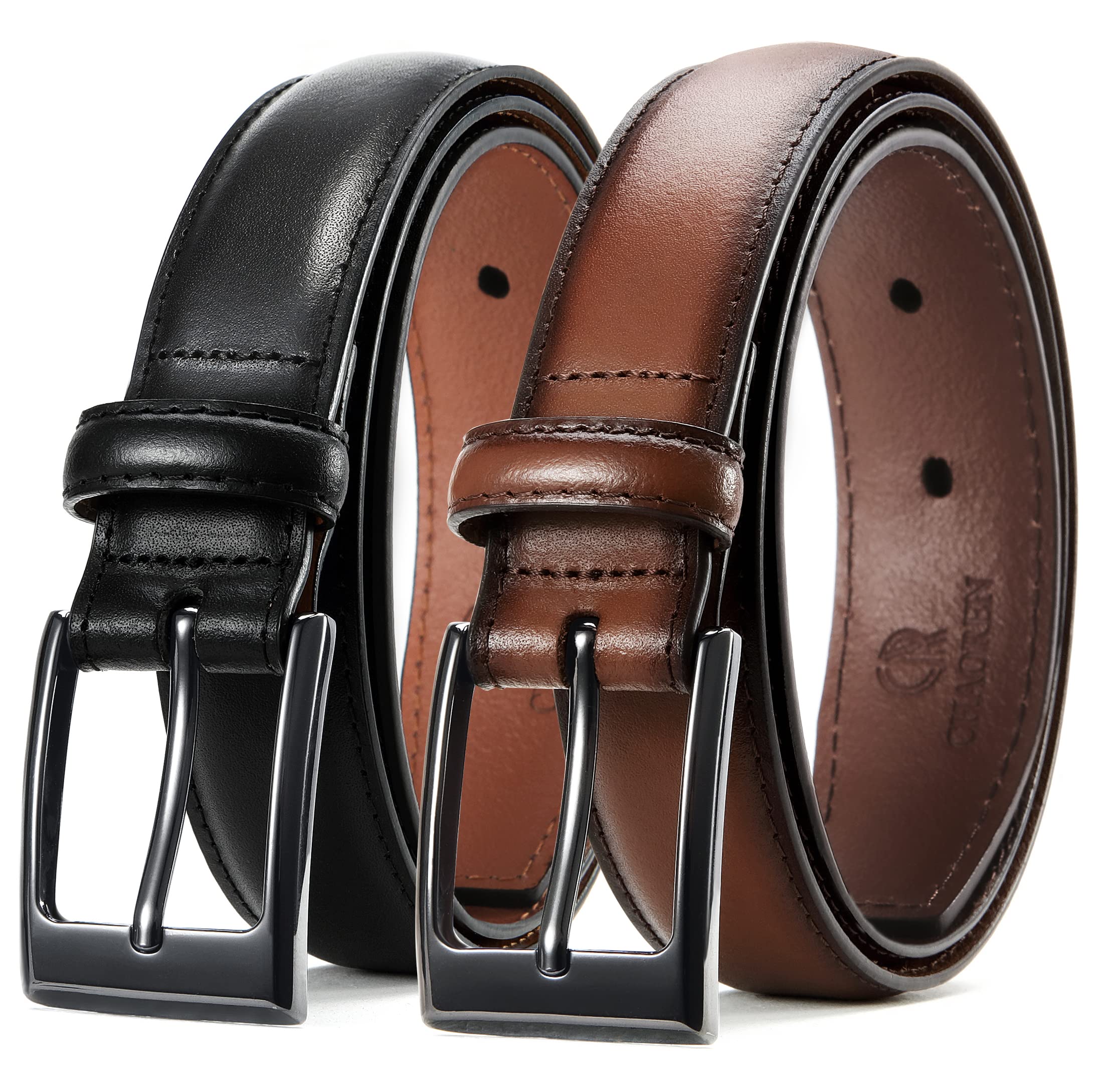 CHAOREN Mens Dress Belt 2 Pack - Genuine Leather