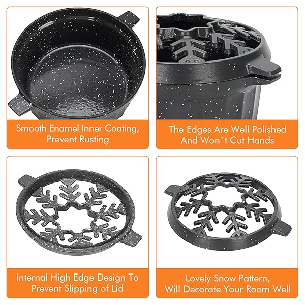 WILLOW WEAVE CAST IRON WOOD STOVE STEAMER 2.5 QUART WITH LARGE OPENING TOP – FLAKE GREY