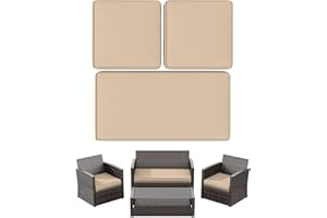 Snubbull 3 Pack Outdoor Patio Seat Cushions Replacement Covers Fit for 4 Pieces 4-Seater Wicker Rattan Patio Conversation Set